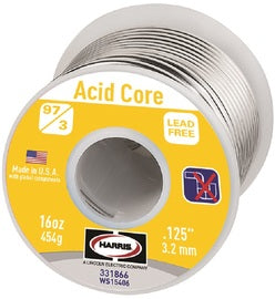 Harris® 1/8&quot; Rosin Cored Tin Copper Lead-Free Solder 1 lb / 25 lb Spoo