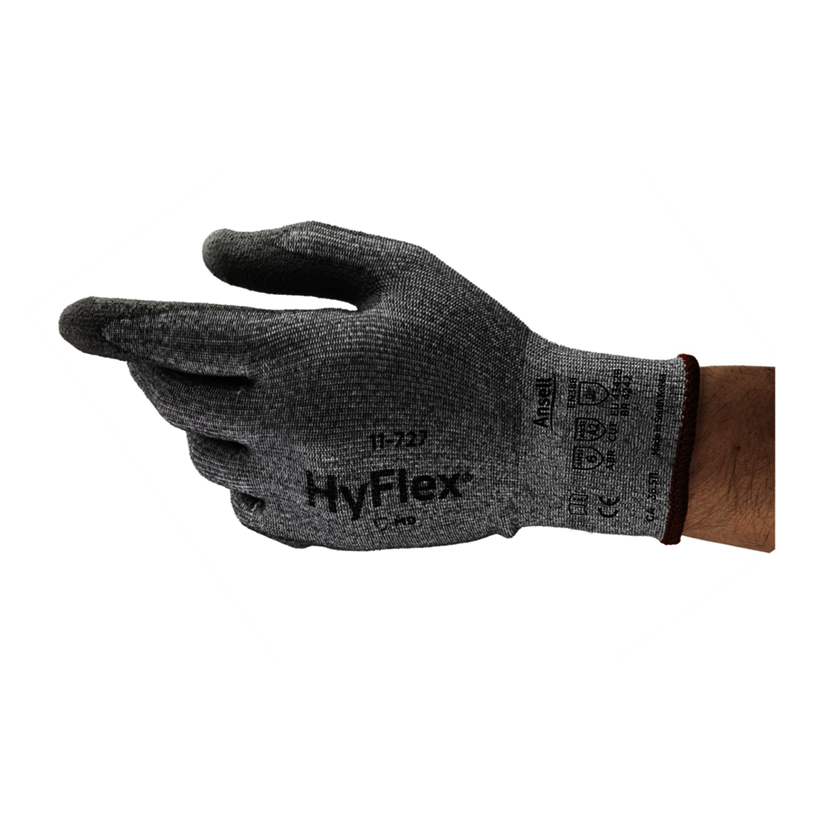 Smooth Polyurethane-Coated Black Seamless HPPE Cut Resistant Gloves