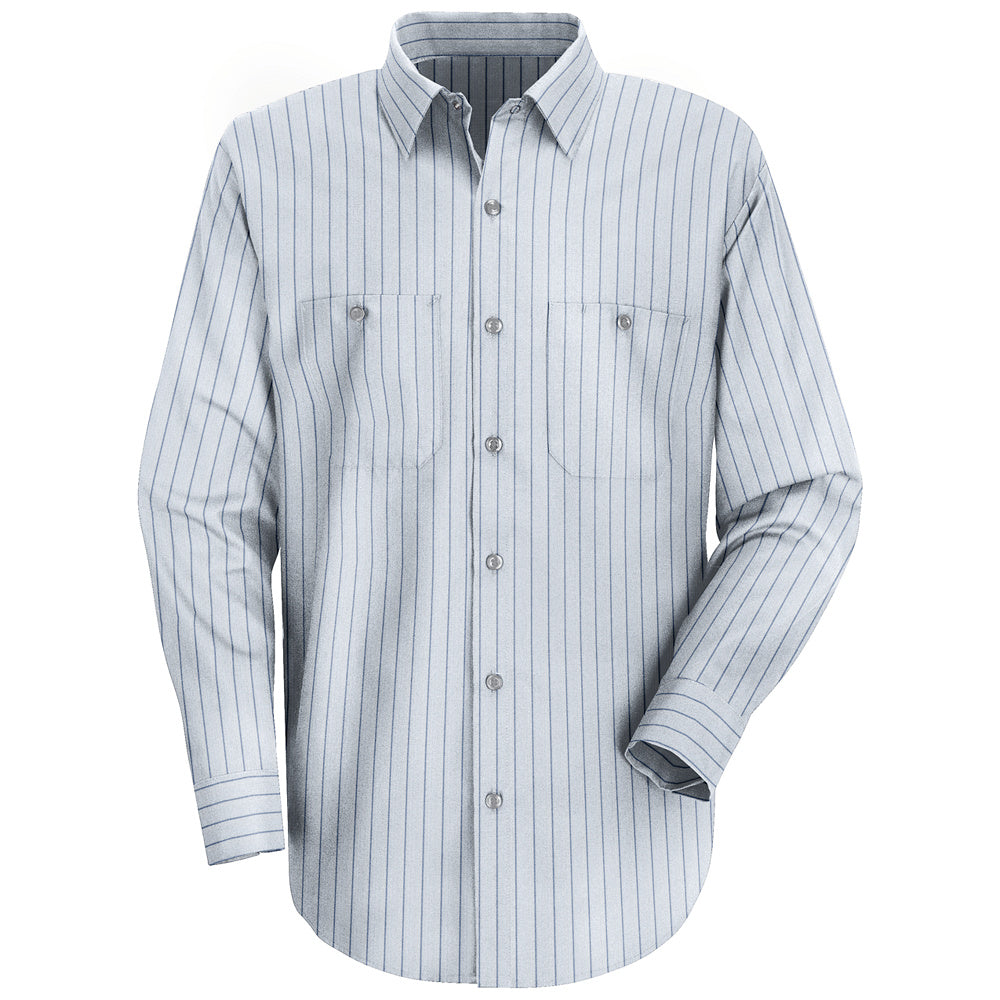 Red Kap Men's Industrial Stripe Work Shirt SP10 - Light Blue / Navy Stripe