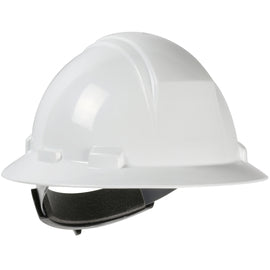 Protective Industrial Products White Kilimanjaro™ HDPE Non-Vented Full Brim Hard Hat With Wheel Ratchet/4 Point Nylon Webbing Cradle Suspension