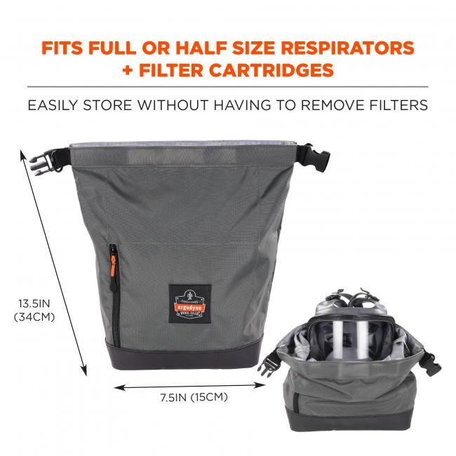 Arsenal 5186 Half and Full Face Respirator Bag - Roll Top Closure