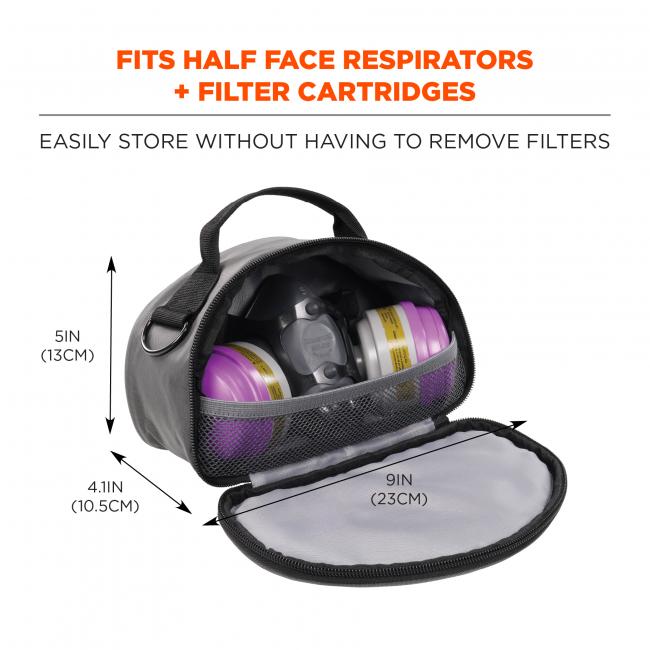 Arsenal 5187 Half Face Respirator Bag - Zipper Closure, Clamshell Design, Belt Loop