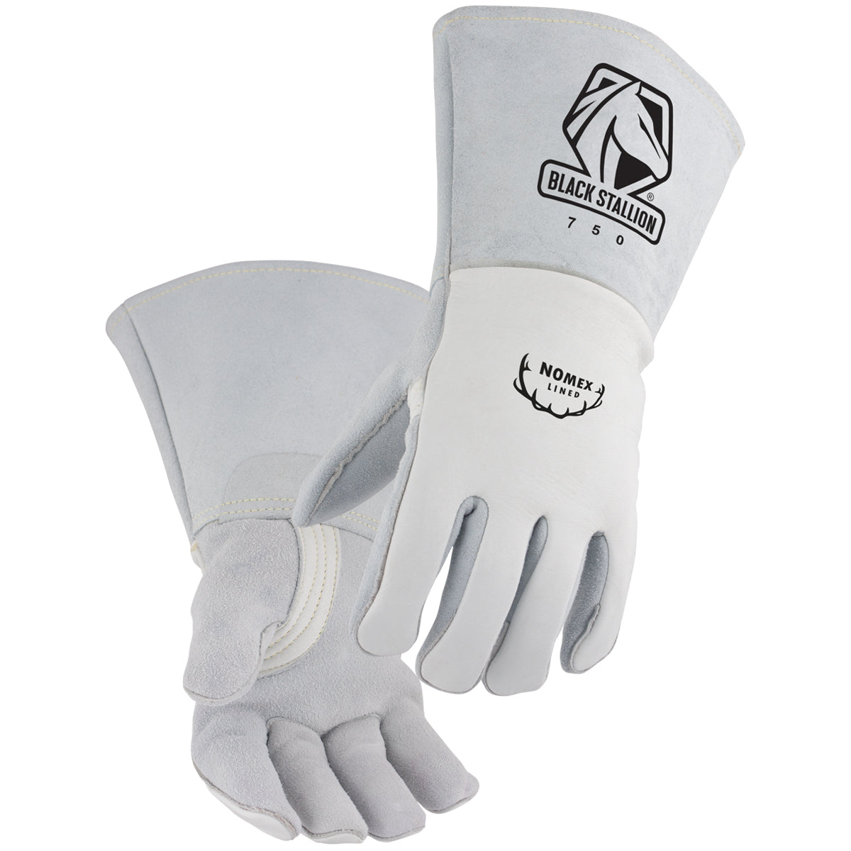Pearl Reversed Grain Palm Elkskin, Nomex Premium Welding Gloves - 750