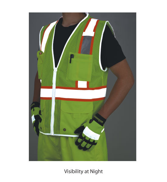 3A Safety - HEAVY DUTY SURVEYOR’S VEST C2120-C2121 Lime or Orane