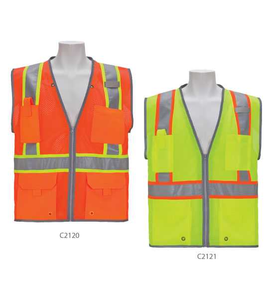 3A Safety - HEAVY DUTY SURVEYOR’S VEST C2120-C2121 Lime or Orane