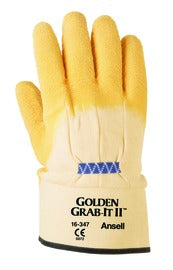 Ansell Size 10 Golden Grab-It® II Heavy Weight Latex And Natural Rubber Work Gloves With Yellow Jersey And Knit Liner And Safety Cuff