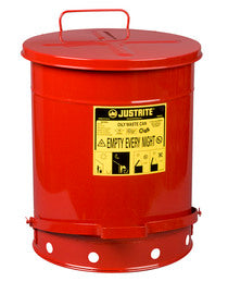 Justrite® 14 Gallon Red Galvanized Steel Oily Waste Can