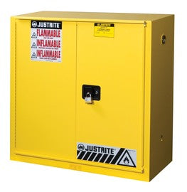 Justrite® 30 Gallon Yellow Sure-Grip® EX 18 Gauge Cold Rolled Steel Safety Cabinet