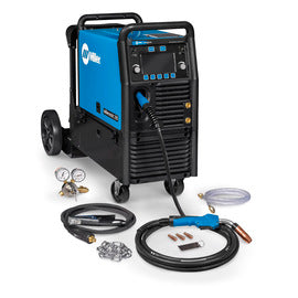 Miller Millermatic 255 Single Phase MIG Welder With 208 - 240 Input Voltage, 350 Amp Max Output, Auto-Set Elite Parameters, EZ-Latch Cylinder Rack Running Gear And Accessory Package