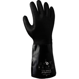 SHOWA® Size 10 Black Cotton Lined Neoprene Chemical Resistant Gloves