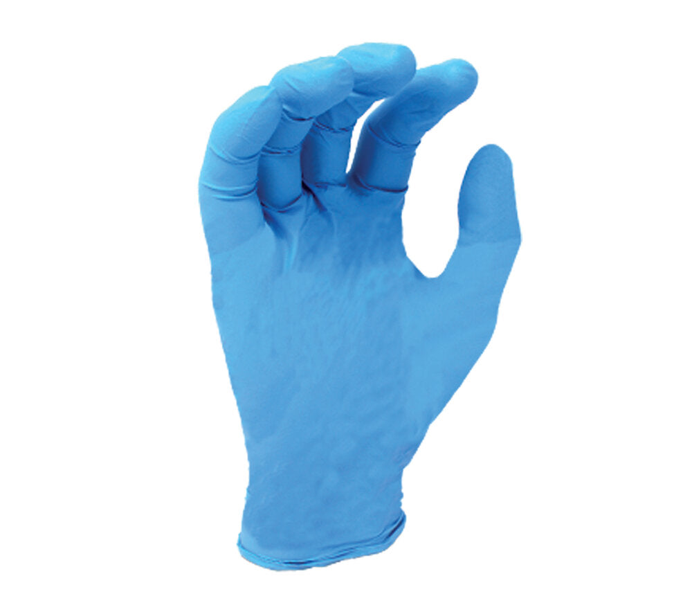 3 mil Blue nitrile disposable, 9 1/2" length, powder free, textured finish, industrial grade