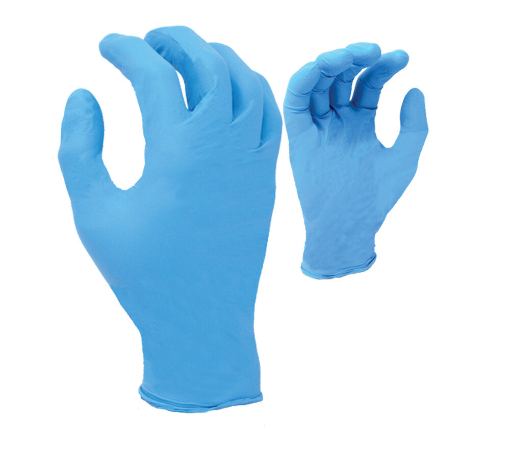 3 mil Blue nitrile disposable, 9 1/2" length, powder free, textured finish, industrial grade