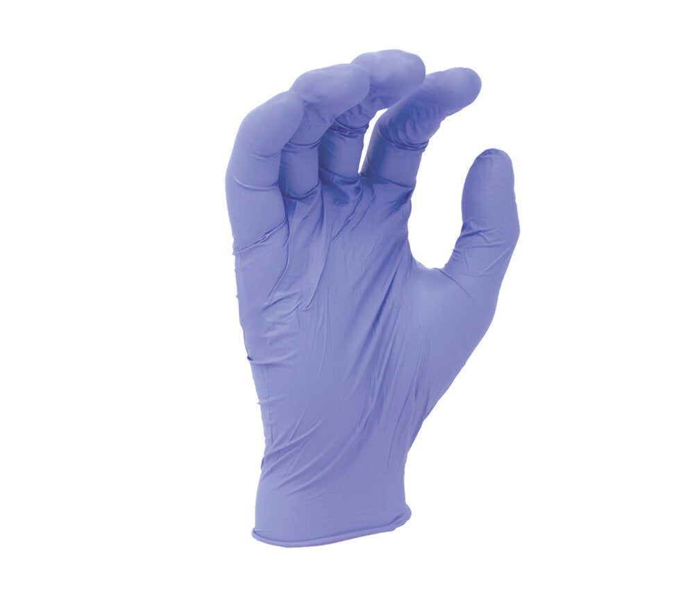 3.5 mil Ruby Blue Nitrile Disposable Gloves, 9 1/2" length, Powder-free, textured finish, industrial grade