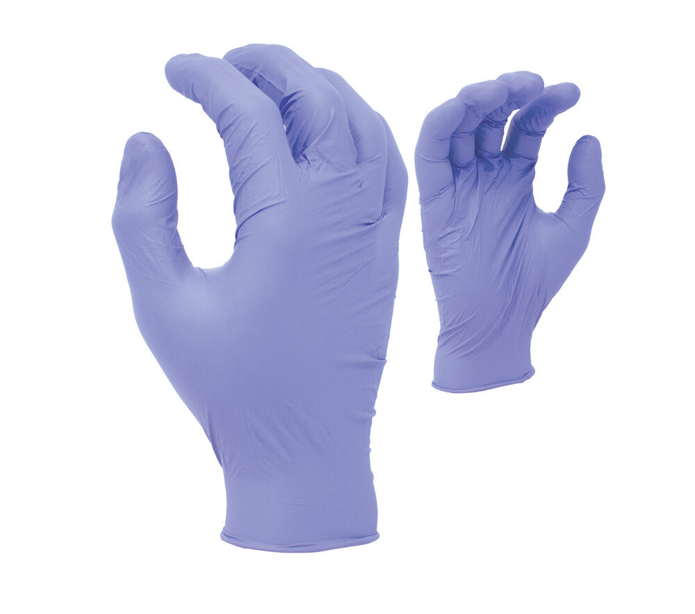 3.5 mil Ruby Blue Nitrile Disposable Gloves, 9 1/2" length, Powder-free, textured finish, industrial grade