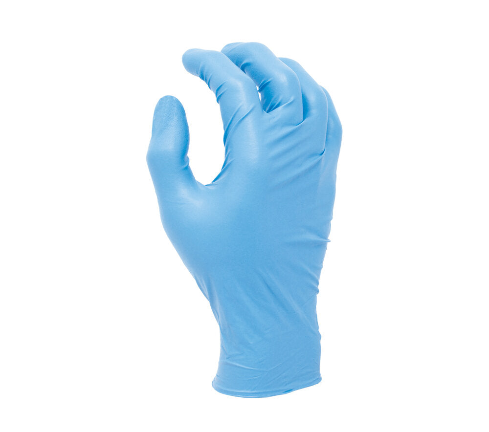 6 mil Blue nitrile disposable, 9 1/2" length, powder free, textured finish, industrial grade