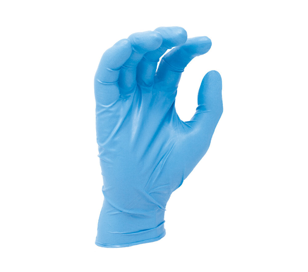 6 mil Blue nitrile disposable, 9 1/2" length, powder free, textured finish, industrial grade