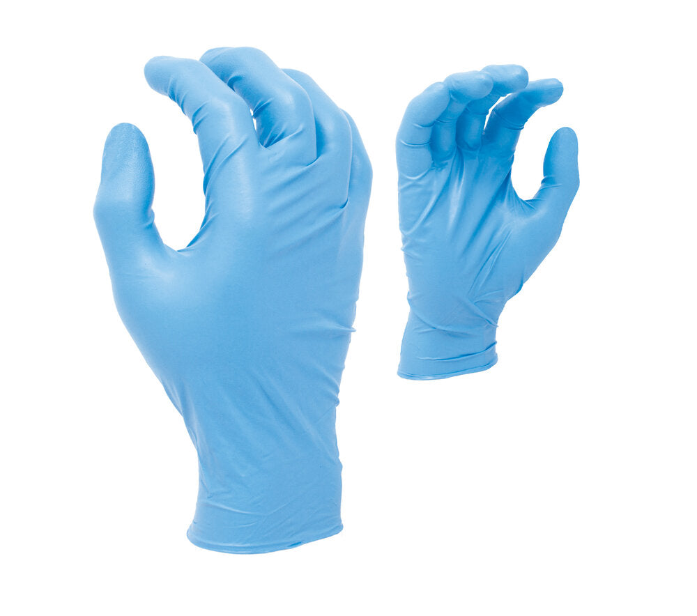 6 mil Blue nitrile disposable, 9 1/2" length, powder free, textured finish, industrial grade