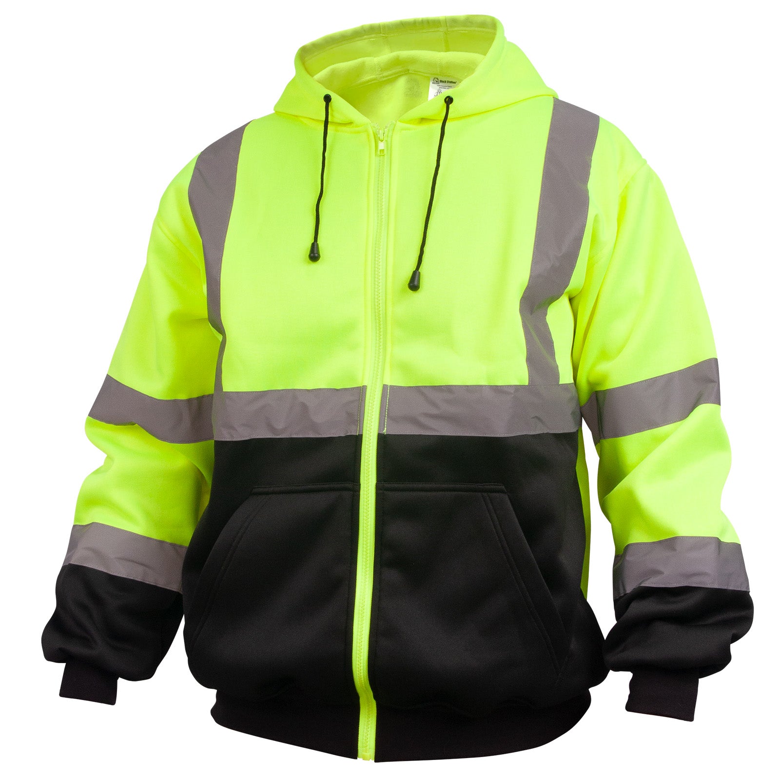 Black Stallion Hi-Vis Class 3 Poly Fleece Full-Zip Hooded Sweatshirt - JS3050-LB