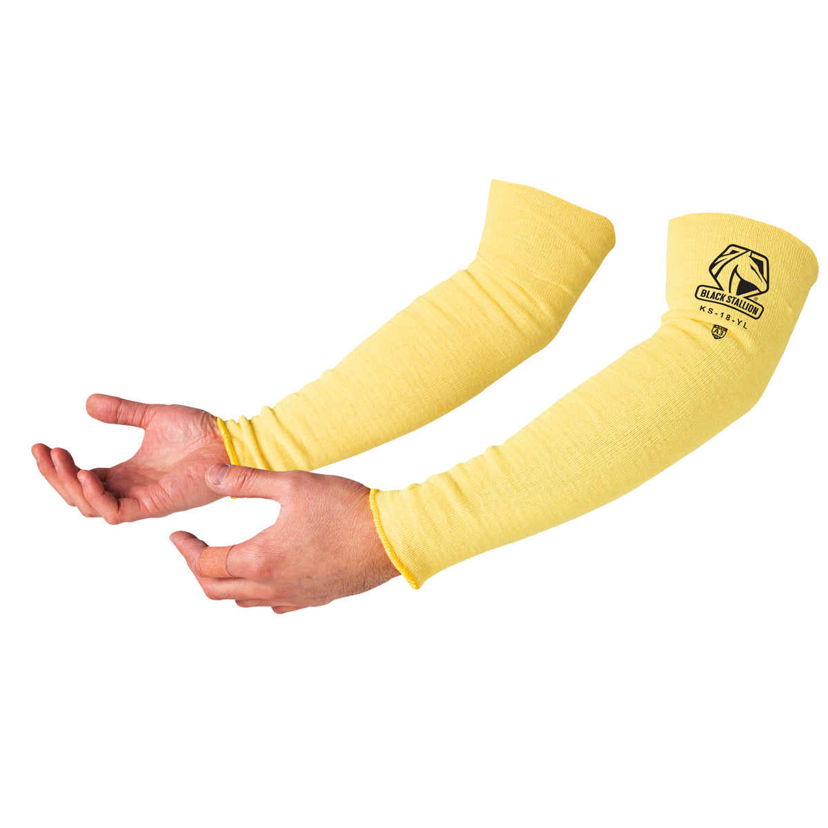 Black Stallion Para-Aramid Knit A3 Cut-Resistant 18 Inch Sleeves, Yellow - KS-18-YL