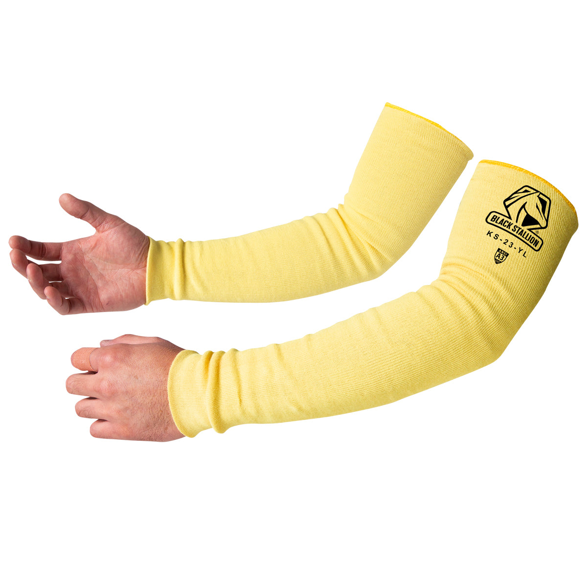 Black Stallion Para-Aramid Knit A3 Cut-Resistant 23 Inch Sleeves, Yellow - KS-23-YL