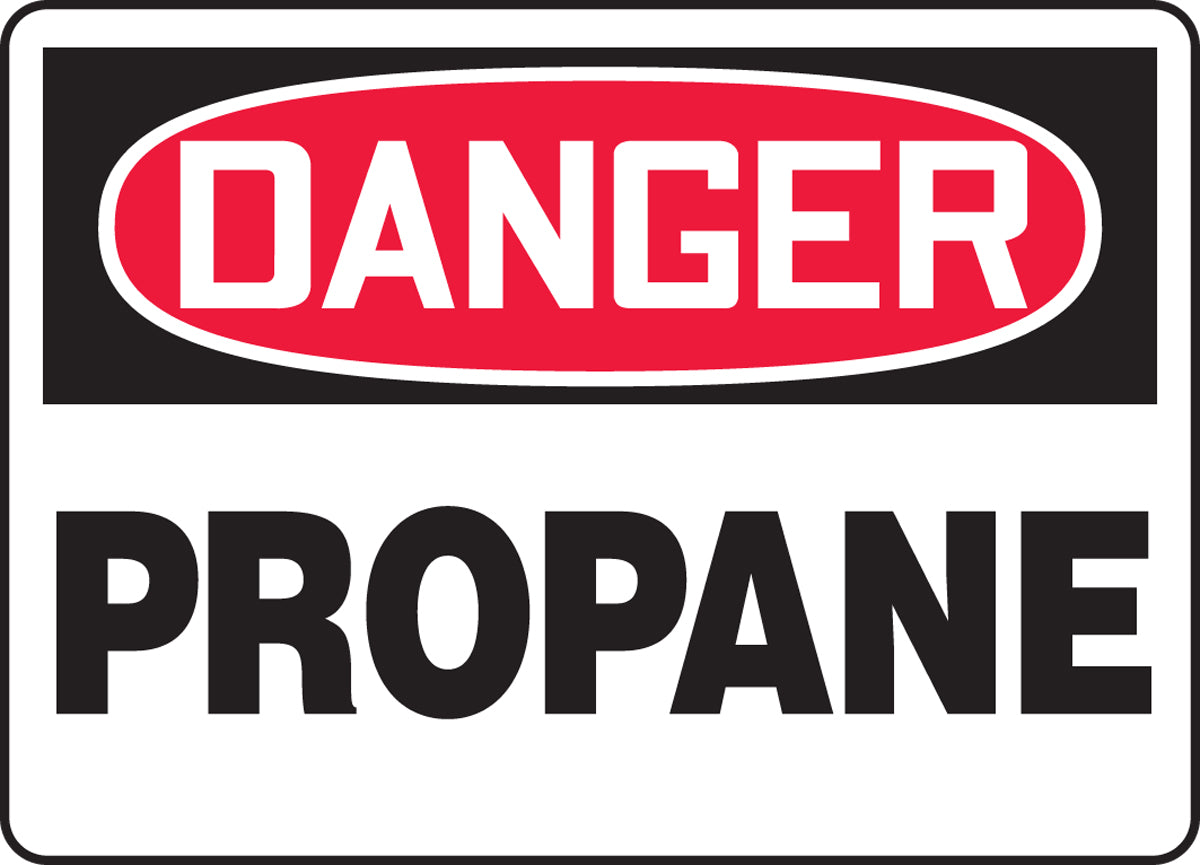 7" X 10" Black, Red And White Plastic Chemicals And Hazardous Materials Sign "DANGER PROPANE"