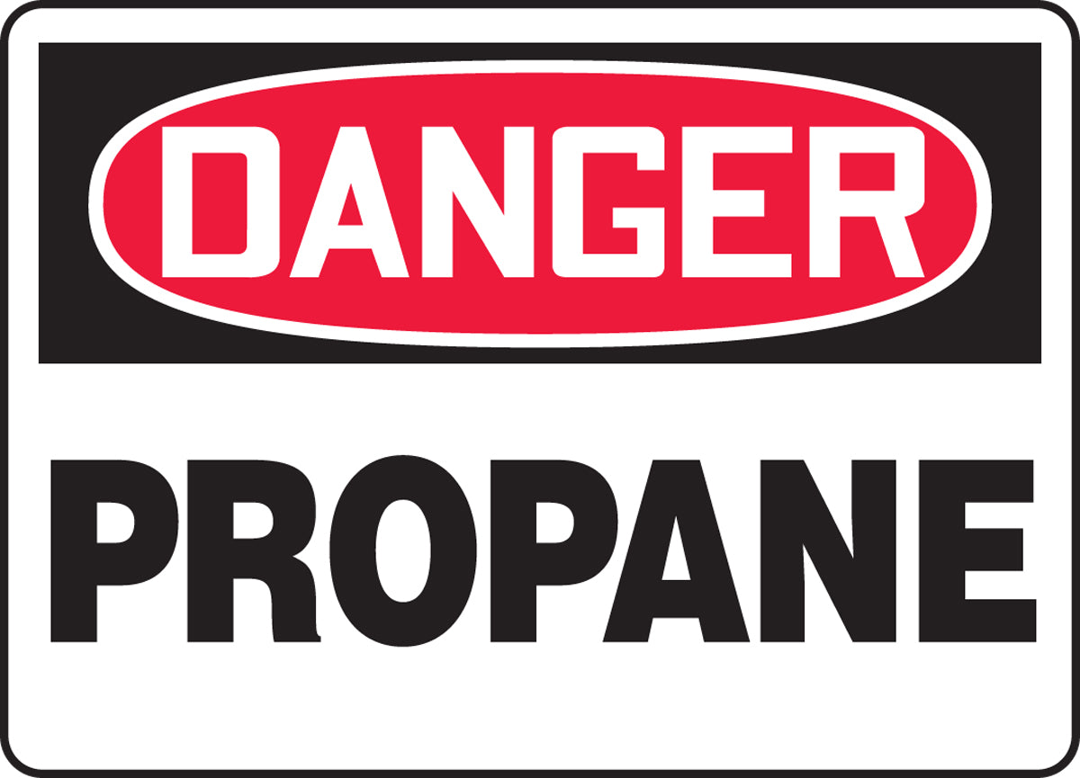 10" X 14" Black, Red And White Aluminum Chemicals And Hazardous Materials Sign "DANGER PROPANE"