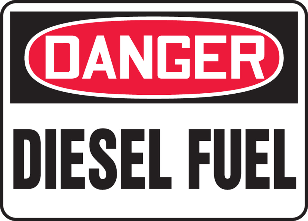 7" X 10" Black, Red And White Adhesive Poly Chemicals And Hazardous Materials Sign "DANGER DIESEL FUEL"