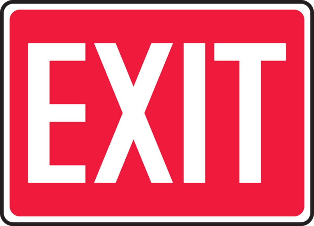 7" X 10" White And Red Aluminum Admittance And Exit Sign "EXIT"