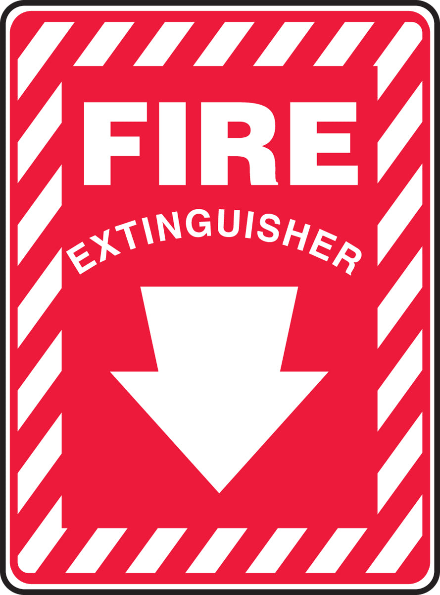 10" X 7" White And Red Plastic Extinguisher Sign "FIRE EXTINGUISHER "