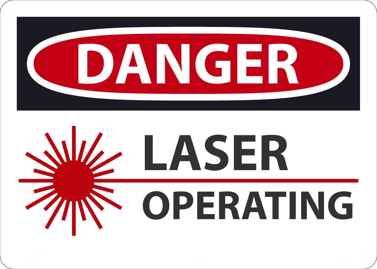 10" X 14" Red, Black And White Plastic Safety Signs "DANGER LASER OPERATING"