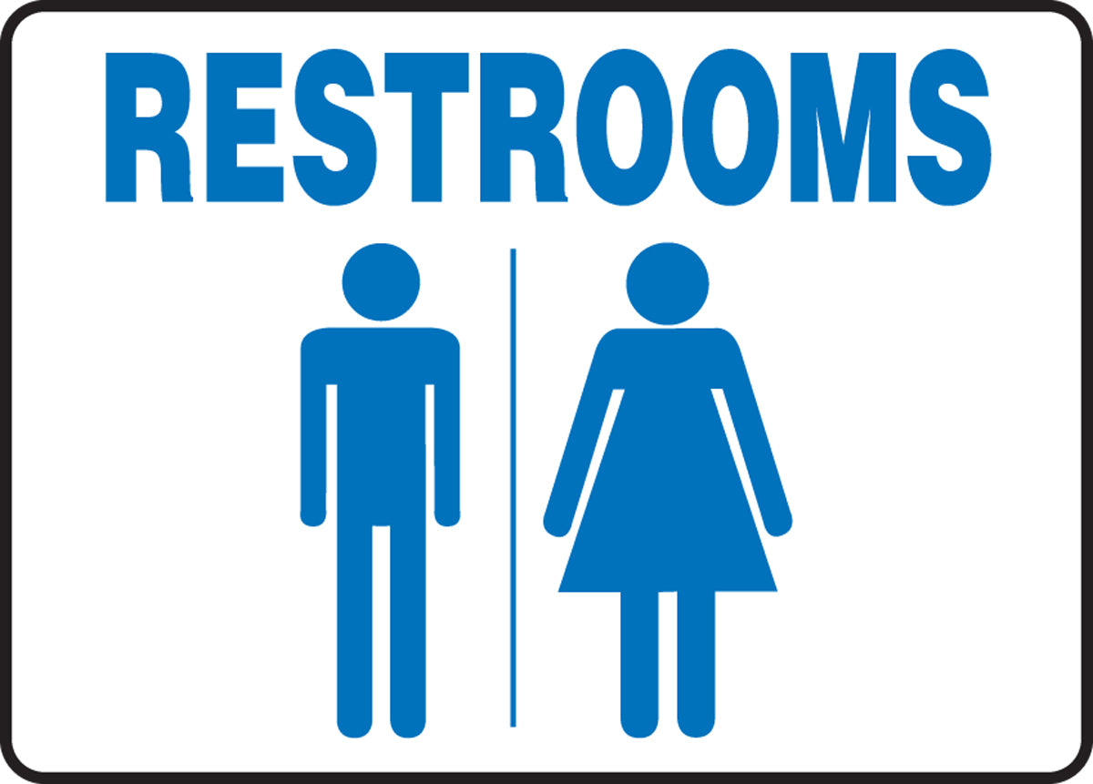 10" X 14" Blue And White Aluminum Safety Signs "RESTROOMS"