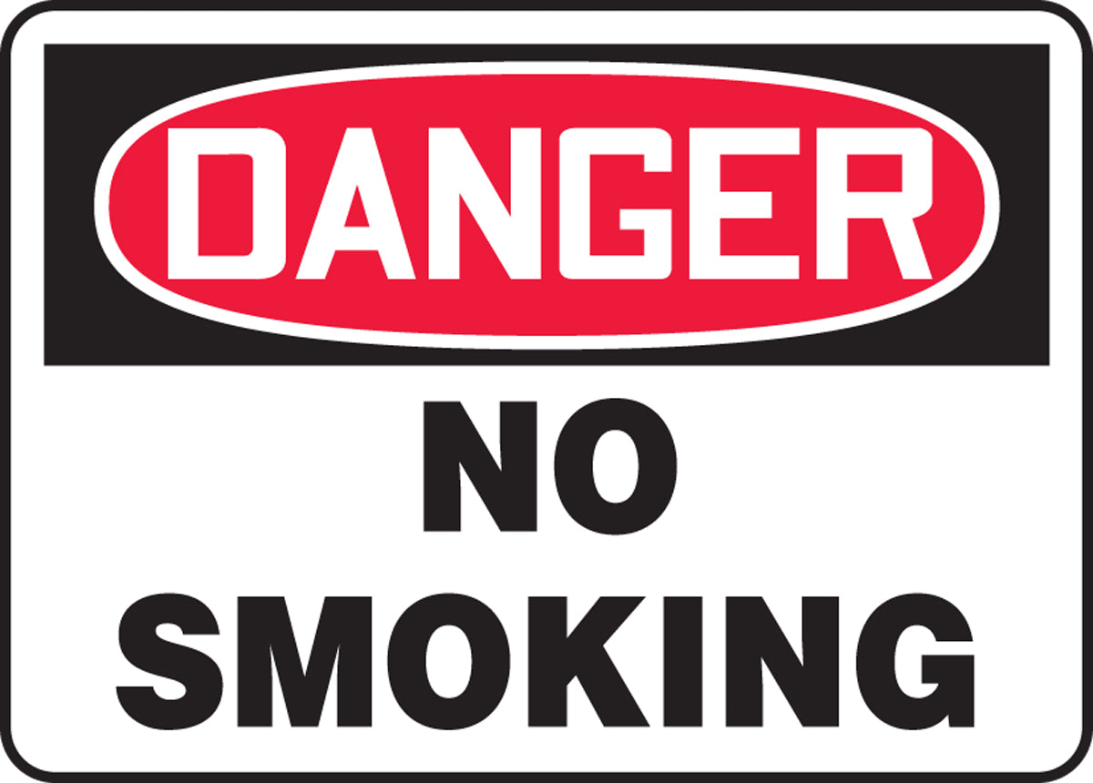 10" X 14" Black, Red And White Plastic Smoking Control Sign "DANGER NO SMOKING"