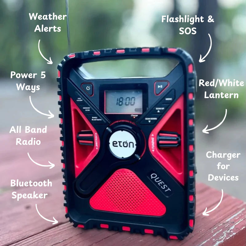 ETON- Quest | Solar Powered NOAA Weather Radio & Emergency Flashlight