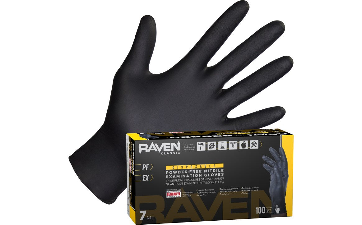 Raven® Powder-Free Nitrile Exam Grade Disposable Gloves - 7 Mil