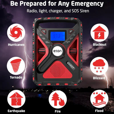 ETON- Quest | Solar Powered NOAA Weather Radio & Emergency Flashlight