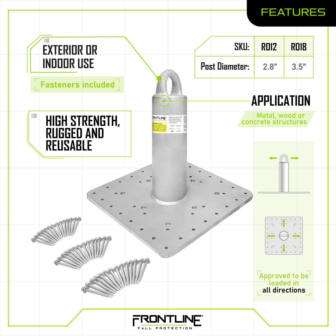 Frontline Commercial Roof Anchor CAL-OSHA Compliant