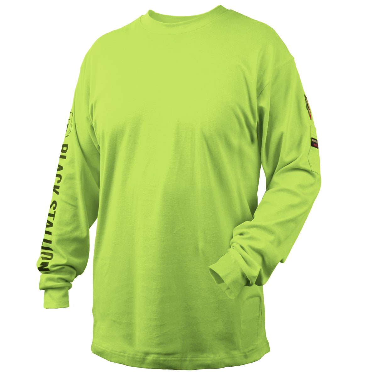 Black Stallion NFPA 2112 & NFPA70E 7 oz. FR Cotton Knit Long-Sleeve T-Shirt, Safety Lime - TF2510-LM