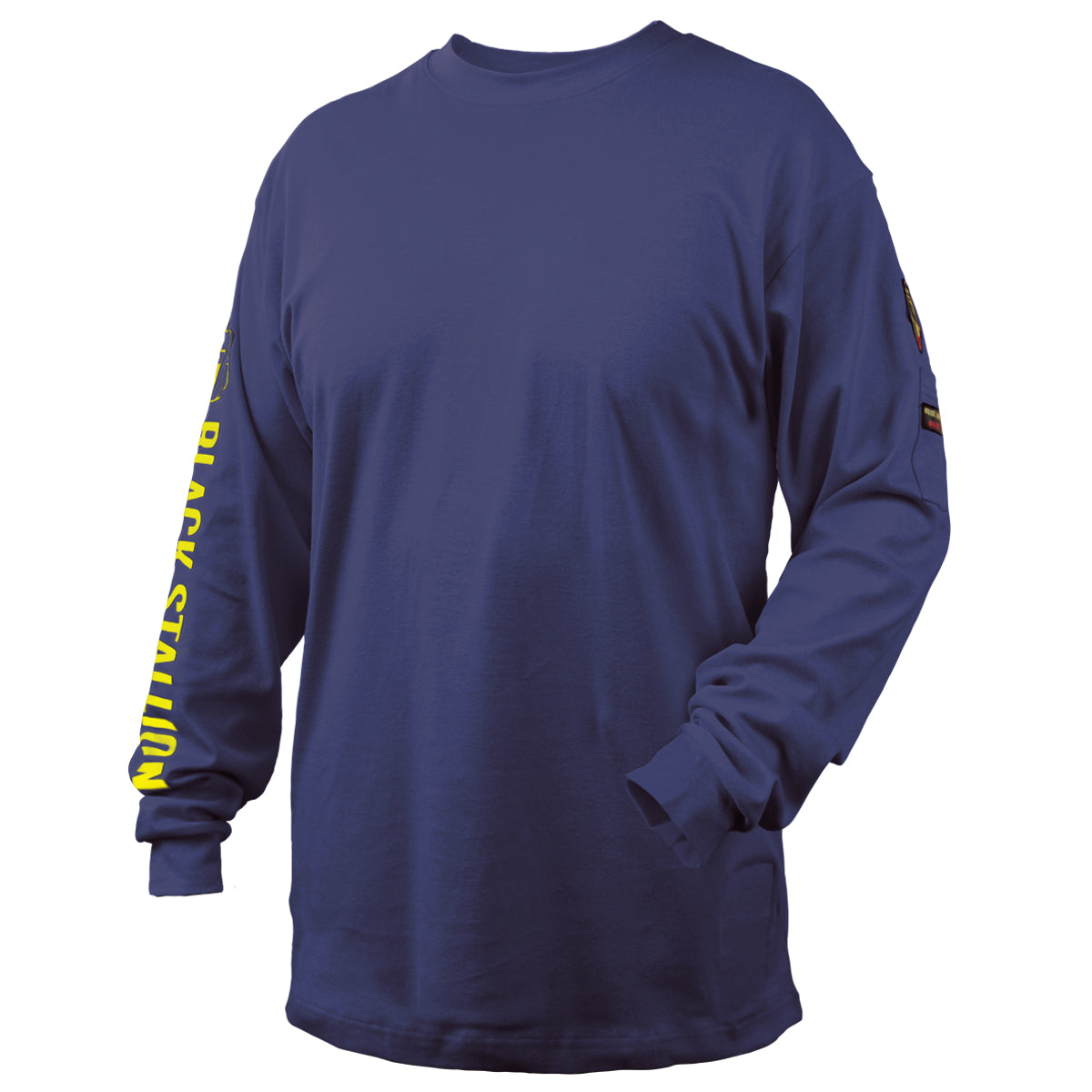 Black Stallion NFPA 2112 & NFPA70E 7 oz. FR Cotton Knit Long-Sleeve T-Shirt, Navy - TF2510-NV