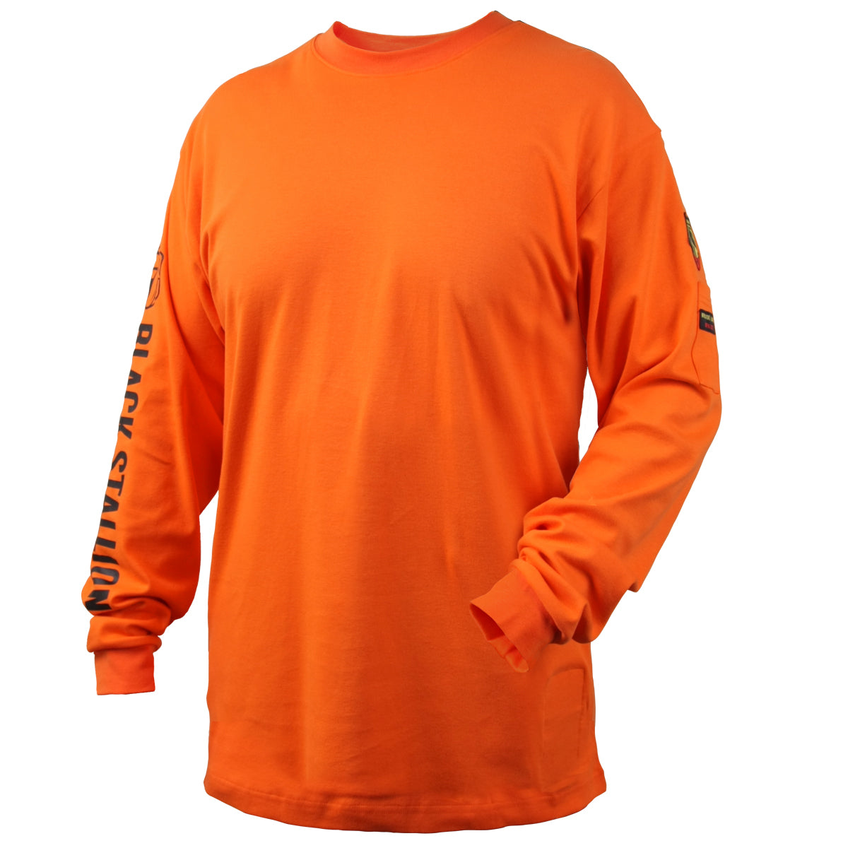 Black Stallion NFPA 2112 & NFPA70E 7 oz. FR Cotton Knit Long-Sleeve T-Shirt, Safety Orange - TF2510-OR