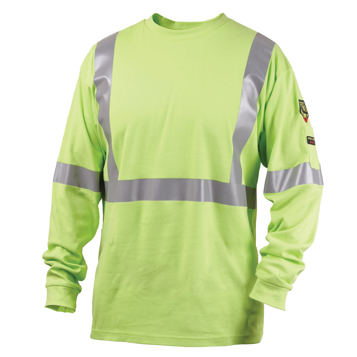 Black Stallion NFPA 2112 FR Cotton Knit LS T-Shirt, Lime with Reflective Tape - TF2511-LM