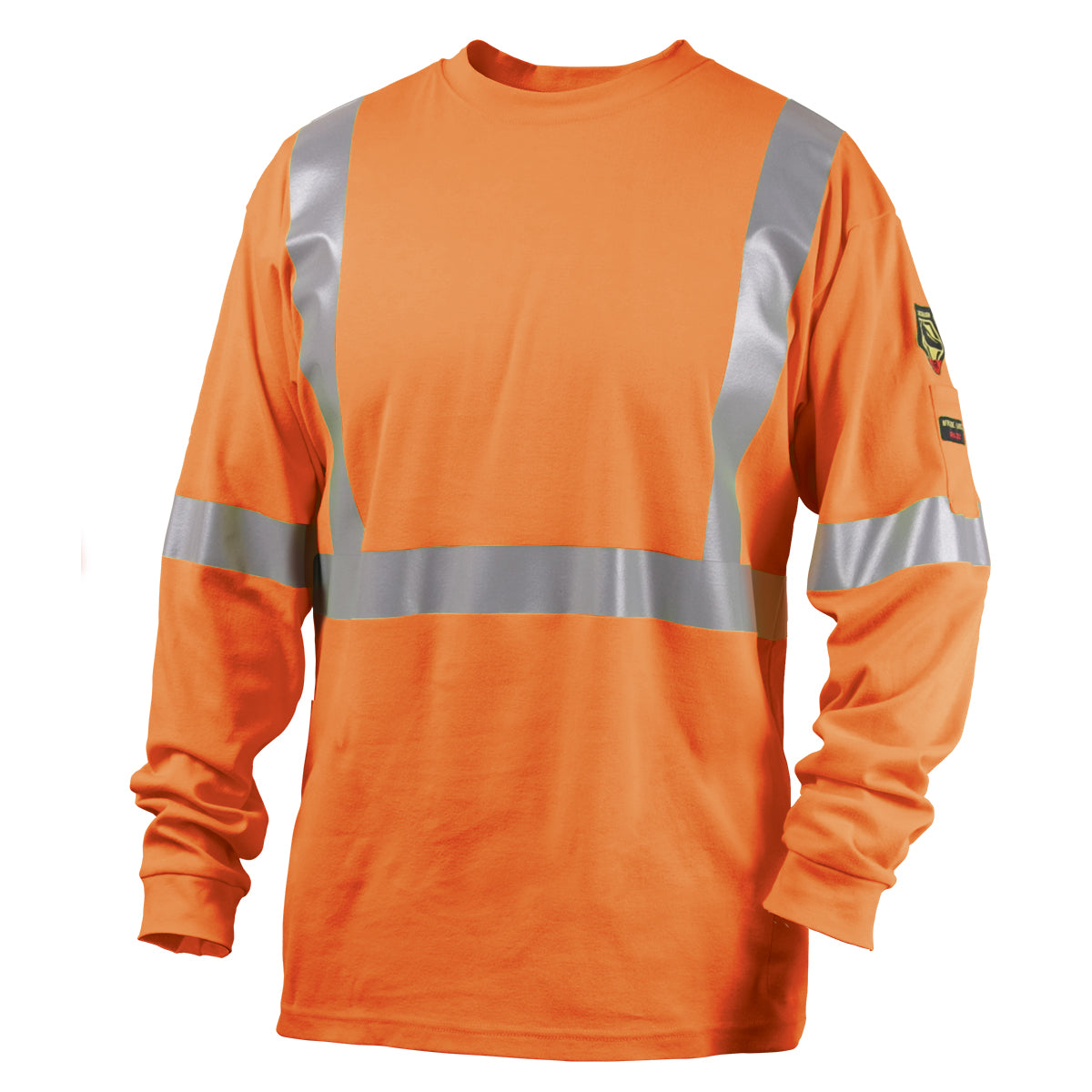 Black Stallion NFPA 2112 FR Cotton Knit LS T-Shirt, Orange with Reflective Tape - TF2511-OR