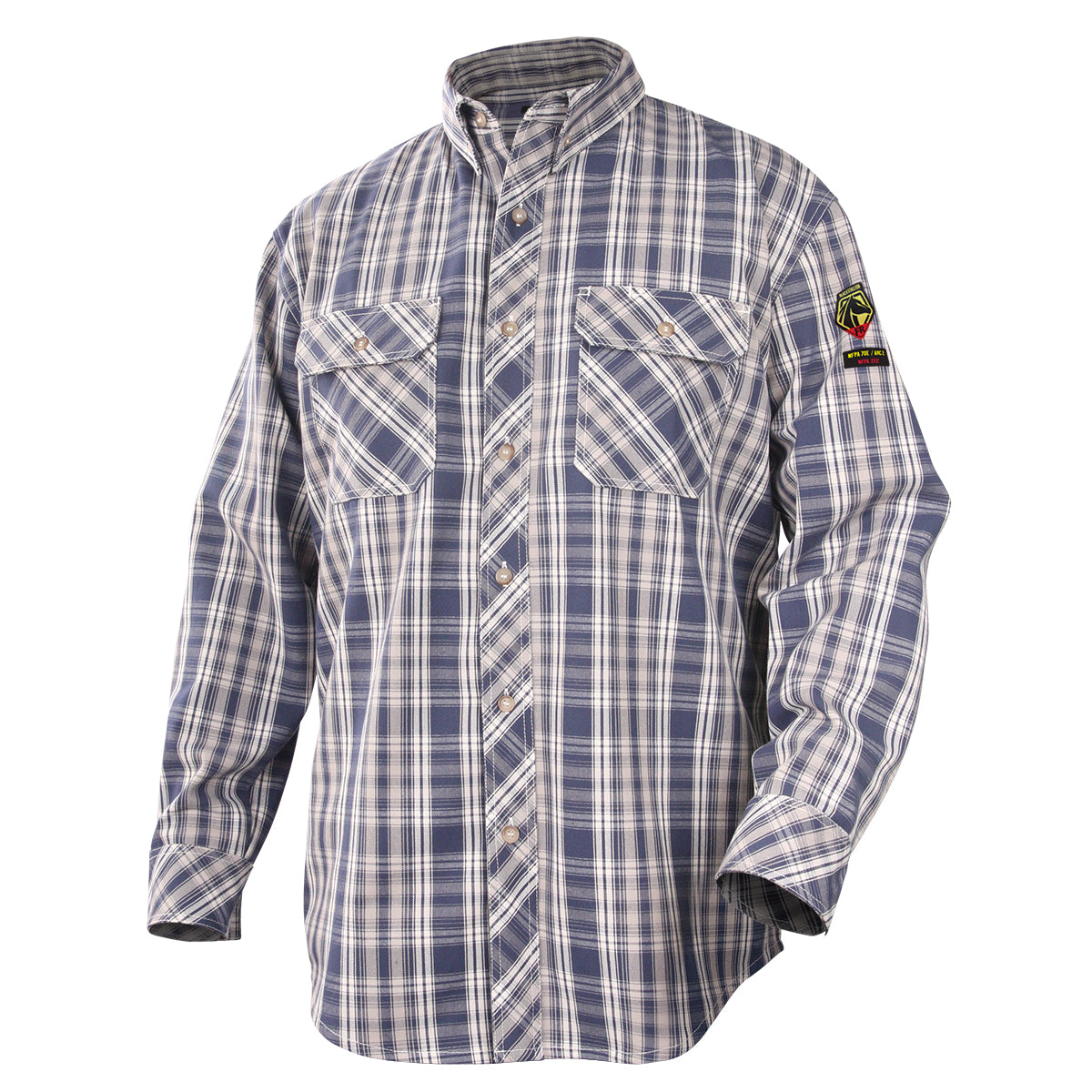 Black Stallion 7oz AR/FR Cotton Work Shirt, Blue Plaid - WF2110-PB