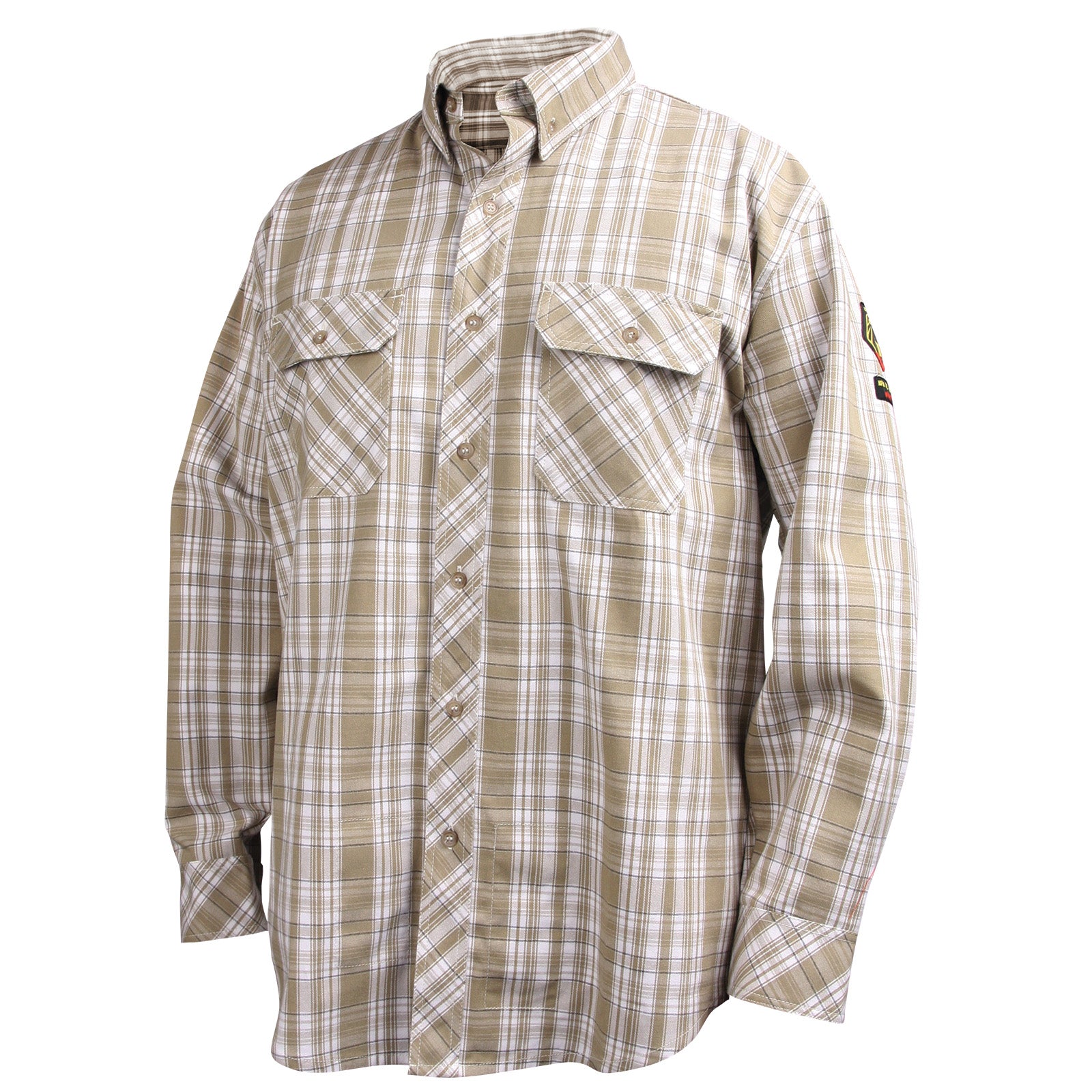 Black Stallion AR/FR Cotton Work Shirt, Khaki Plaid - WF2110-PK