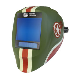 ArcOne Vision X81VX-1555 Green/Red/White Welding Helmet With 4.5" X 5.25" X 0.3" Variable Shades 3, 5 - 14 Auto Darkening Lens