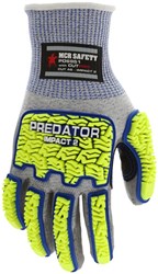 MCR Safety - Predator® Mechanics Work Gloves Hi-Visibility Impact Resistant Work Gloves Cut Resistant HyperMax® Shell Tire Tread TPR on Back, Fingers, and Thumb Polyurethane Coated Palm and Fingers - Pair