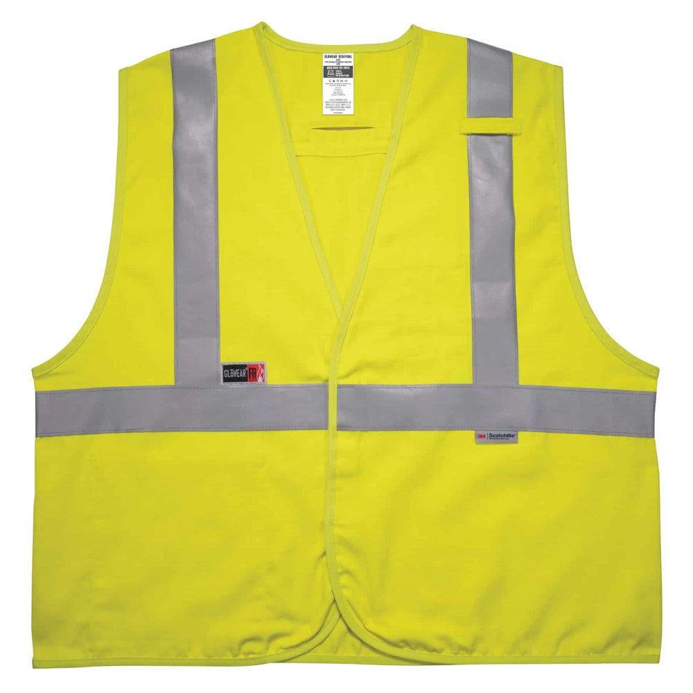 GloWear 8261FRHL Hi-Vis FR Safety Vest - Class 2 NFPA 2112 NFPA 70E Solid Hook + Loop-eSafety Supplies, Inc