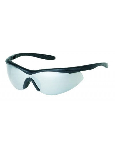 Black Frame - Silver Mirror Lens - Non-Slip Rubber Nose Piece - Insert Rubber Tips Safety Glasses-eSafety Supplies, Inc