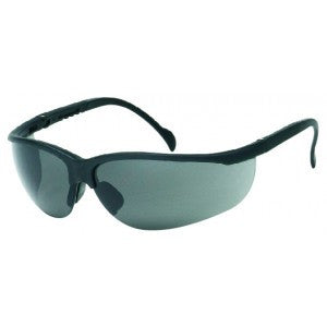 Black Frame - Gray Lens - Soft Rubber Nose Buds - Adjustable Temples Safety Glasses-eSafety Supplies, Inc