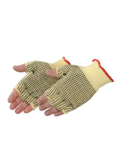 100% Kevlar Fingerless Knit with Two Sided Black PVC Dots - Men's - Dozen-eSafety Supplies, Inc