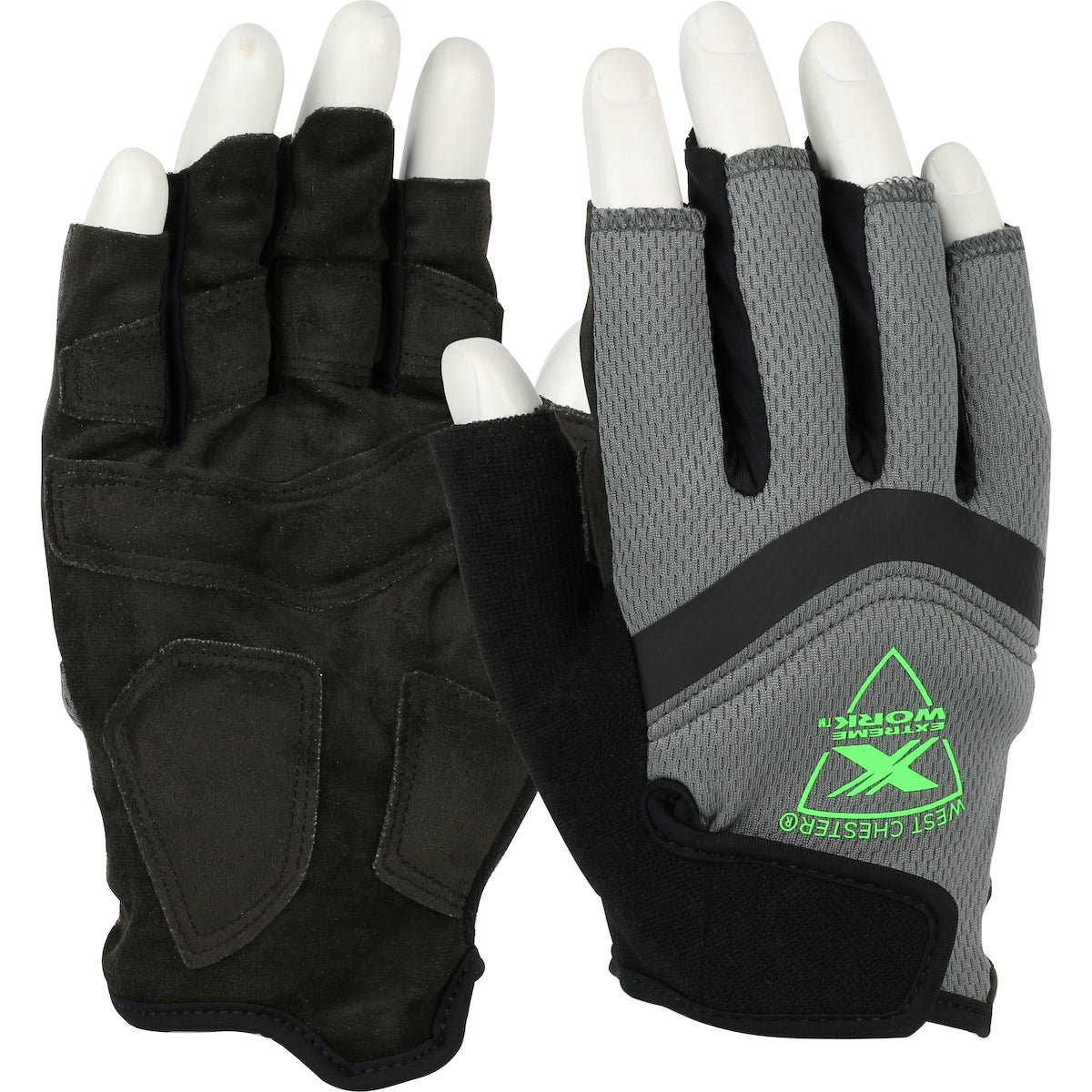 ToughX Suede Padded Palm with Fabric Back and Padded Knuckles - Half-Finger-eSafety Supplies, Inc